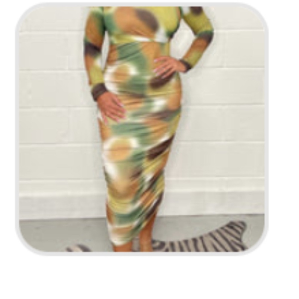 Multicolor Long Sleeve Dress
